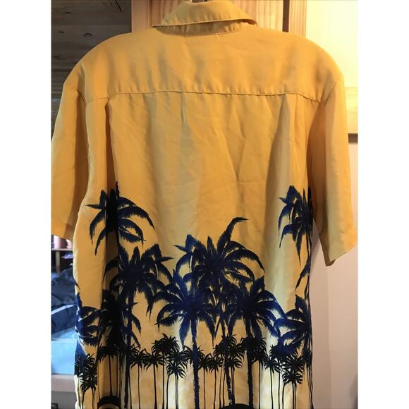 Extreme Gear Men's M Yellow Palm Print SS Button Down Polyester Hawaiian Shirt - Picture 10 of 12